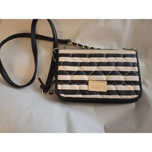 Betsy Johnson Quilted Heart Black/White Crossbody Purse, Women's, Y2K Styled Bag